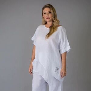 Paolo Tricot Linen/Silk Asymmetrical Top | Size L/XL